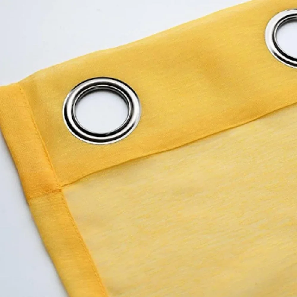 Miuco Yellow Textured Sheer Curtain Set (2 Panels)